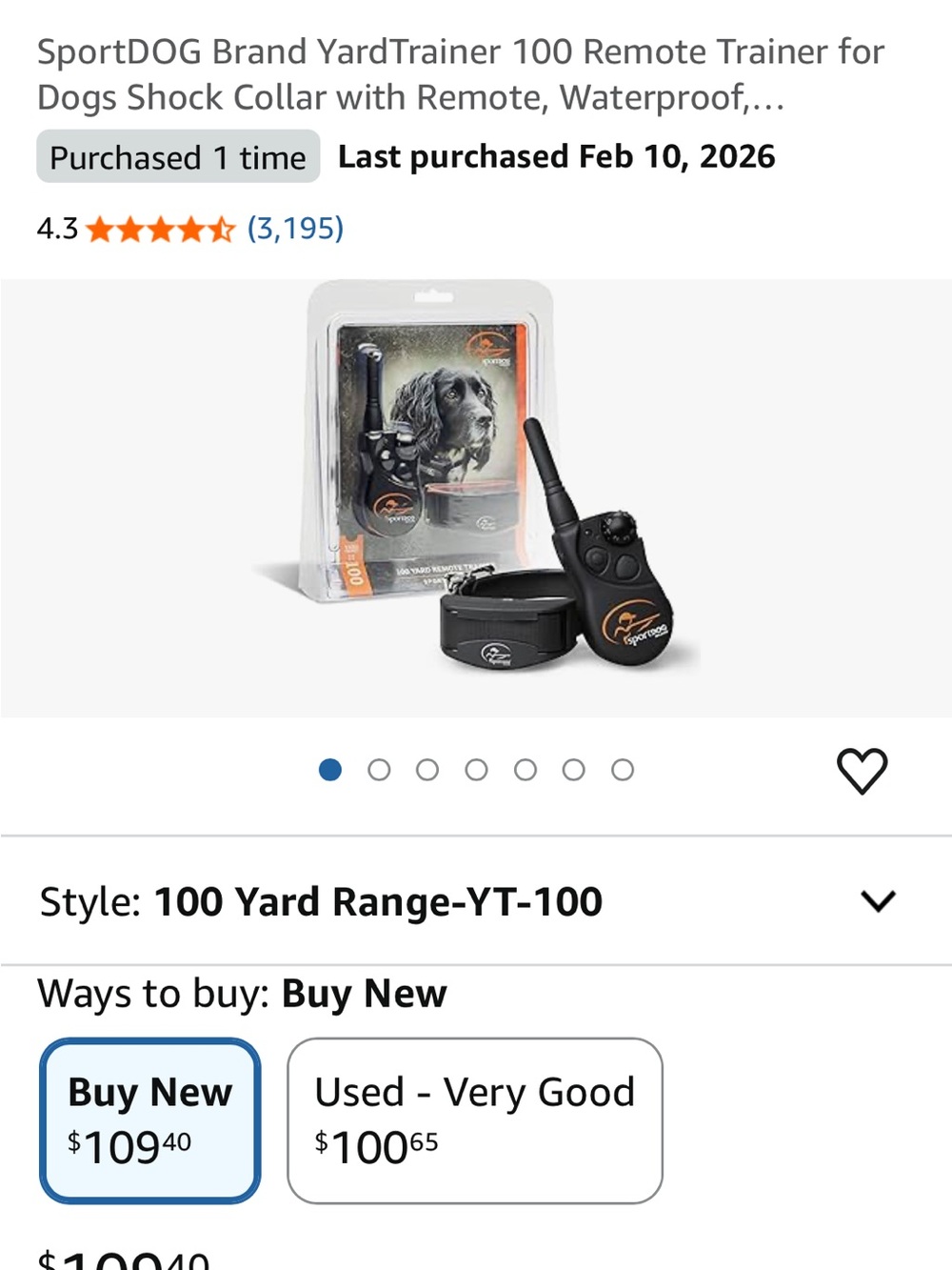 YardTrainer 100 Remote Dog Trainer Collar - Black